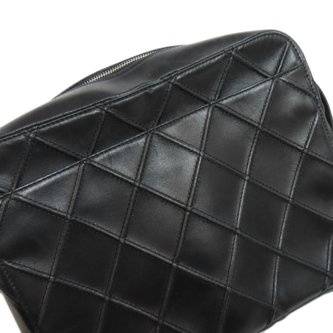 CHANEL Shoulder Bag lambskin black one belt COCO Mark SilverMetal