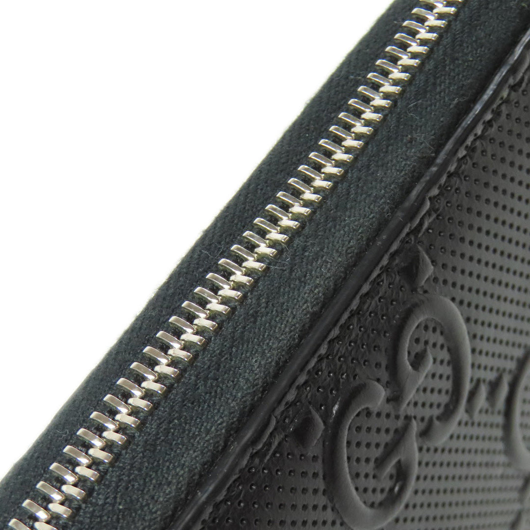 GUCCI Long Wallet Purse 625558 PVC black Zip Around GG Embossed mens Used Authentic