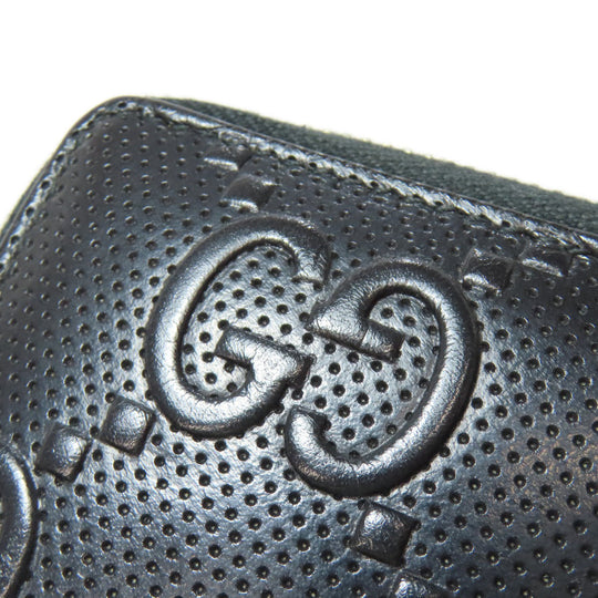 GUCCI Long Wallet Purse 625558 PVC black Zip Around GG Embossed mens Used Authentic