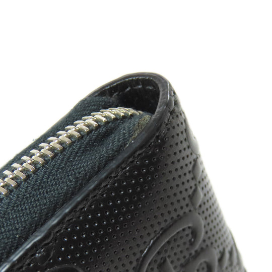 GUCCI Long Wallet Purse 625558 PVC black Zip Around GG Embossed mens Used Authentic