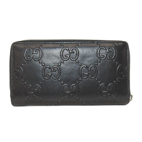 GUCCI Long Wallet Purse 625558 PVC black Zip Around GG Embossed mens Used Authentic