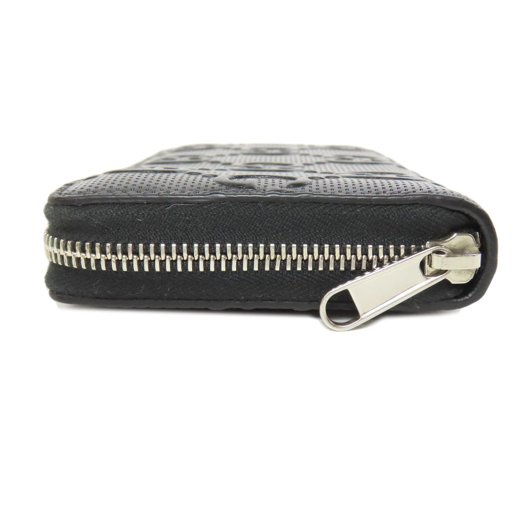 GUCCI Long Wallet Purse 625558 PVC black Zip Around GG Embossed mens Used Authentic