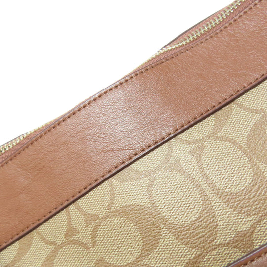 COACH Tote Bag PVC Brown Signature Women Used Authentic