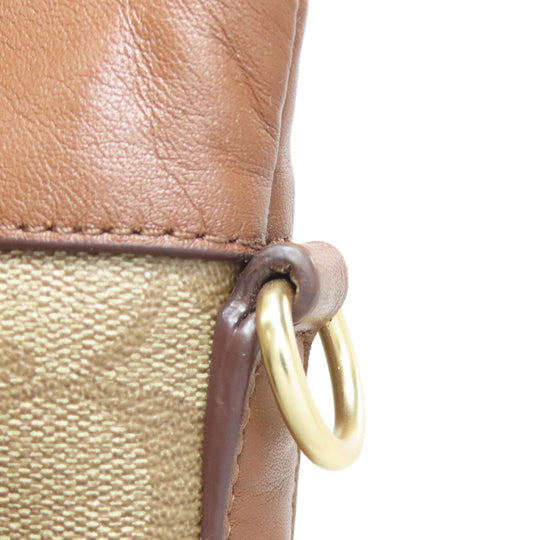 COACH Tote Bag PVC Brown Signature Women Used Authentic