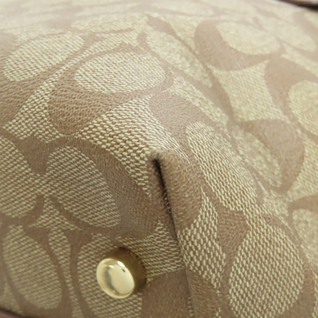 COACH Tote Bag PVC Brown Signature Women Used Authentic