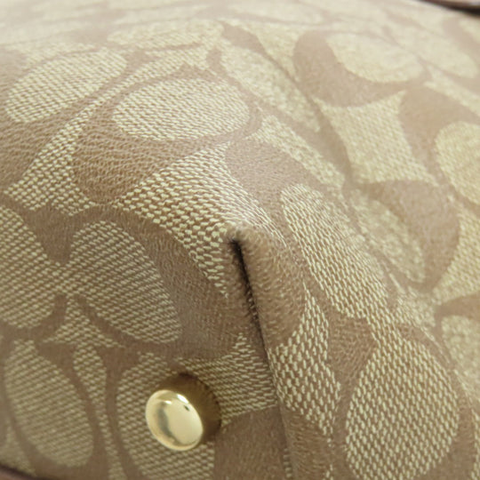 COACH Tote Bag PVC Brown Signature Women Used Authentic