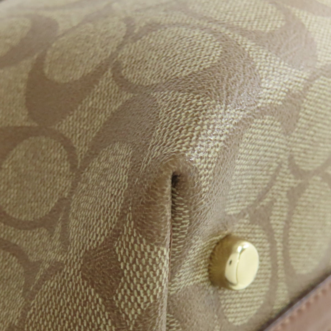 COACH Tote Bag PVC Brown Signature Women Used Authentic