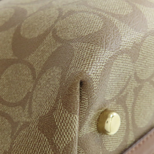 COACH Tote Bag PVC Brown Signature Women Used Authentic