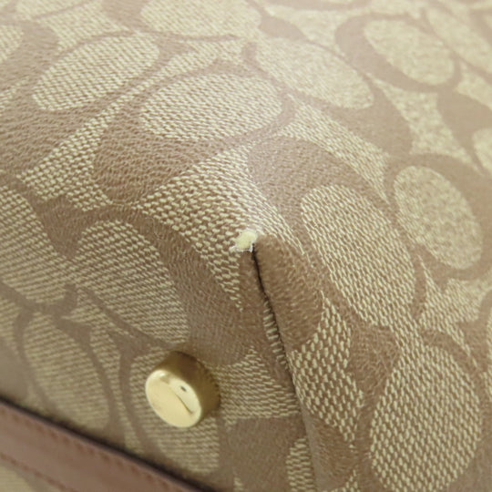 COACH Tote Bag PVC Brown Signature Women Used Authentic