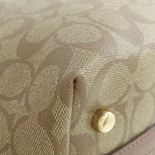 COACH Tote Bag PVC Brown Signature Women Used Authentic