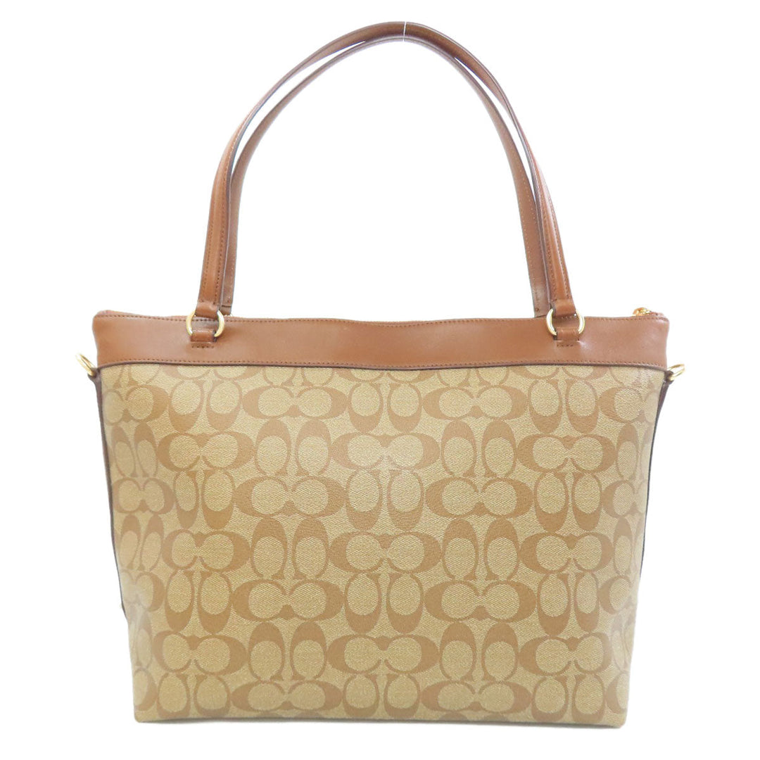 COACH Tote Bag PVC Brown Signature Women Used Authentic