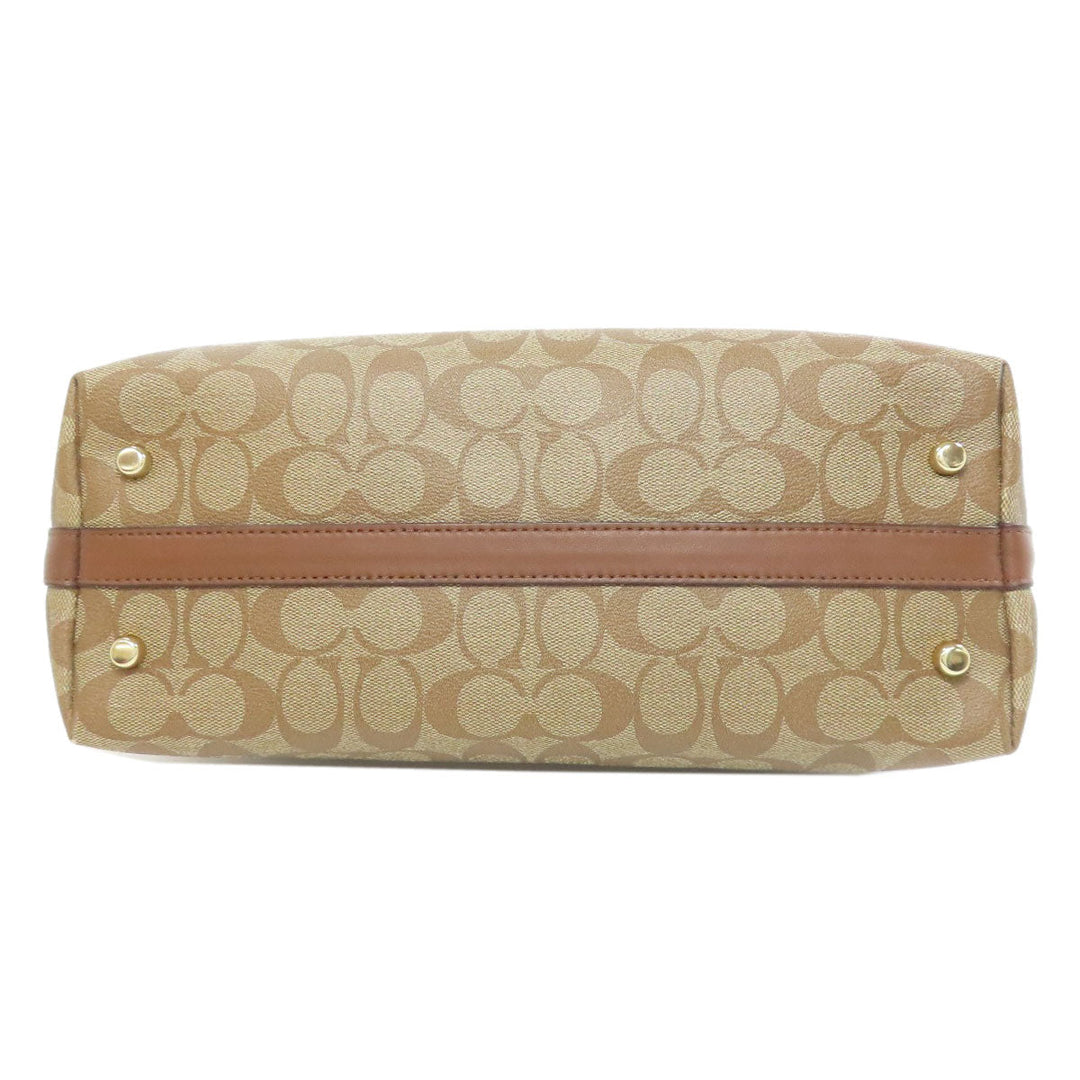 COACH Tote Bag PVC Brown Signature Women Used Authentic