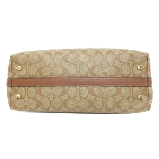 COACH Tote Bag PVC Brown Signature Women Used Authentic