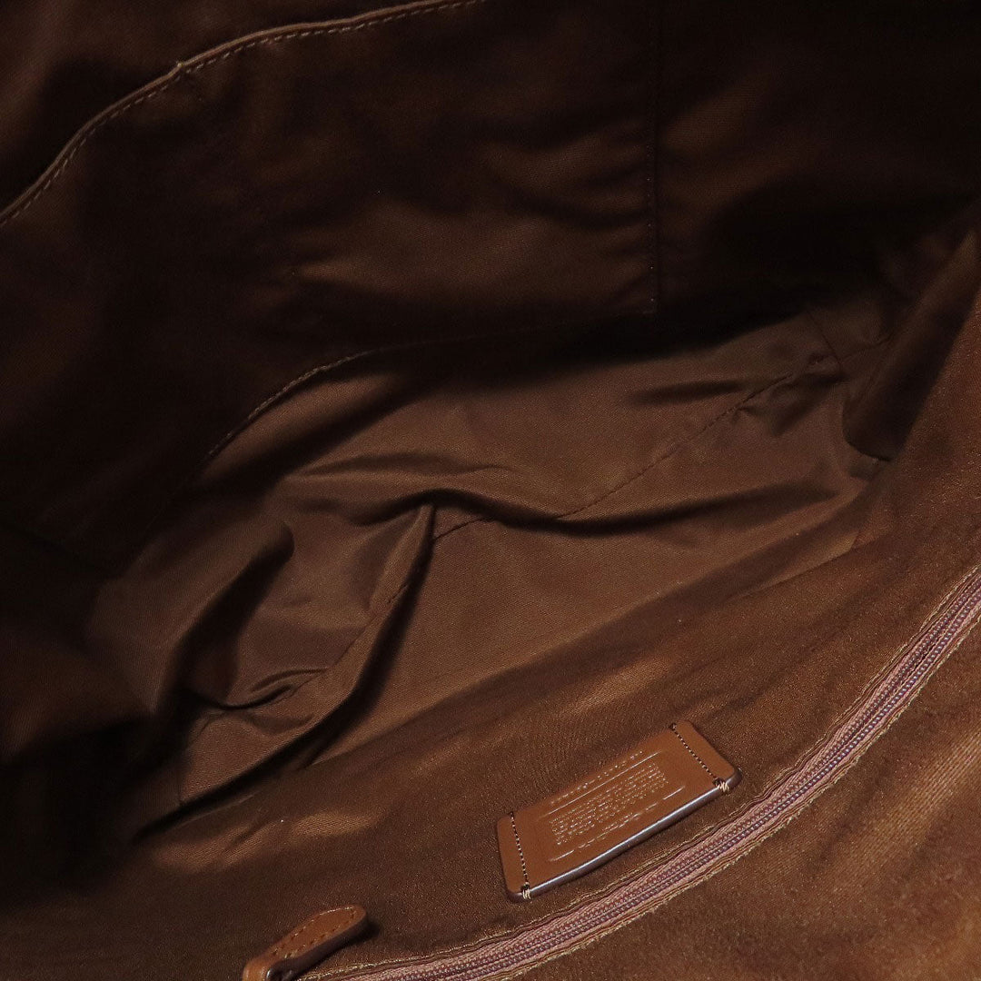 COACH Tote Bag PVC Brown Signature Women Used Authentic