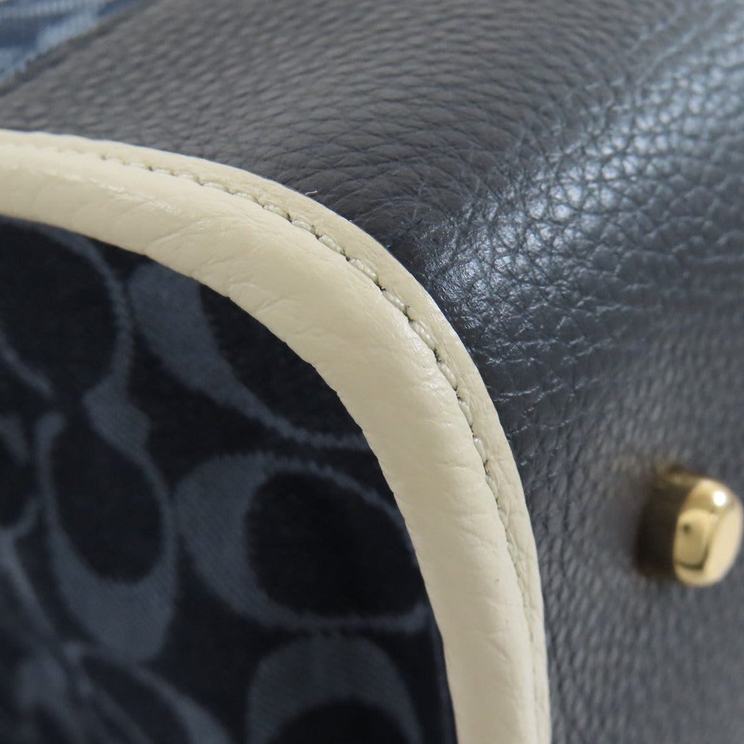 COACH Handbag C2827 canvas blue Dempsey Signature 2WAY Women Used Authentic