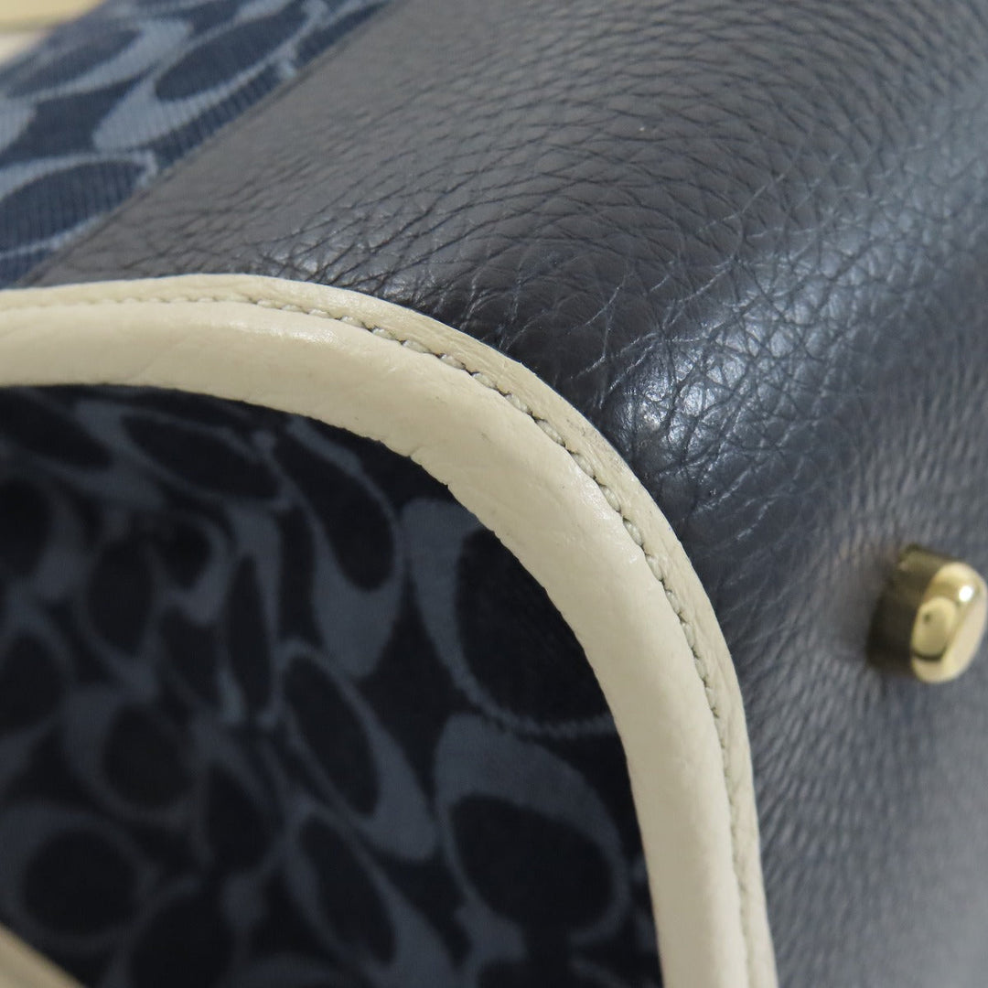 COACH Handbag C2827 canvas blue Dempsey Signature 2WAY Women Used Authentic