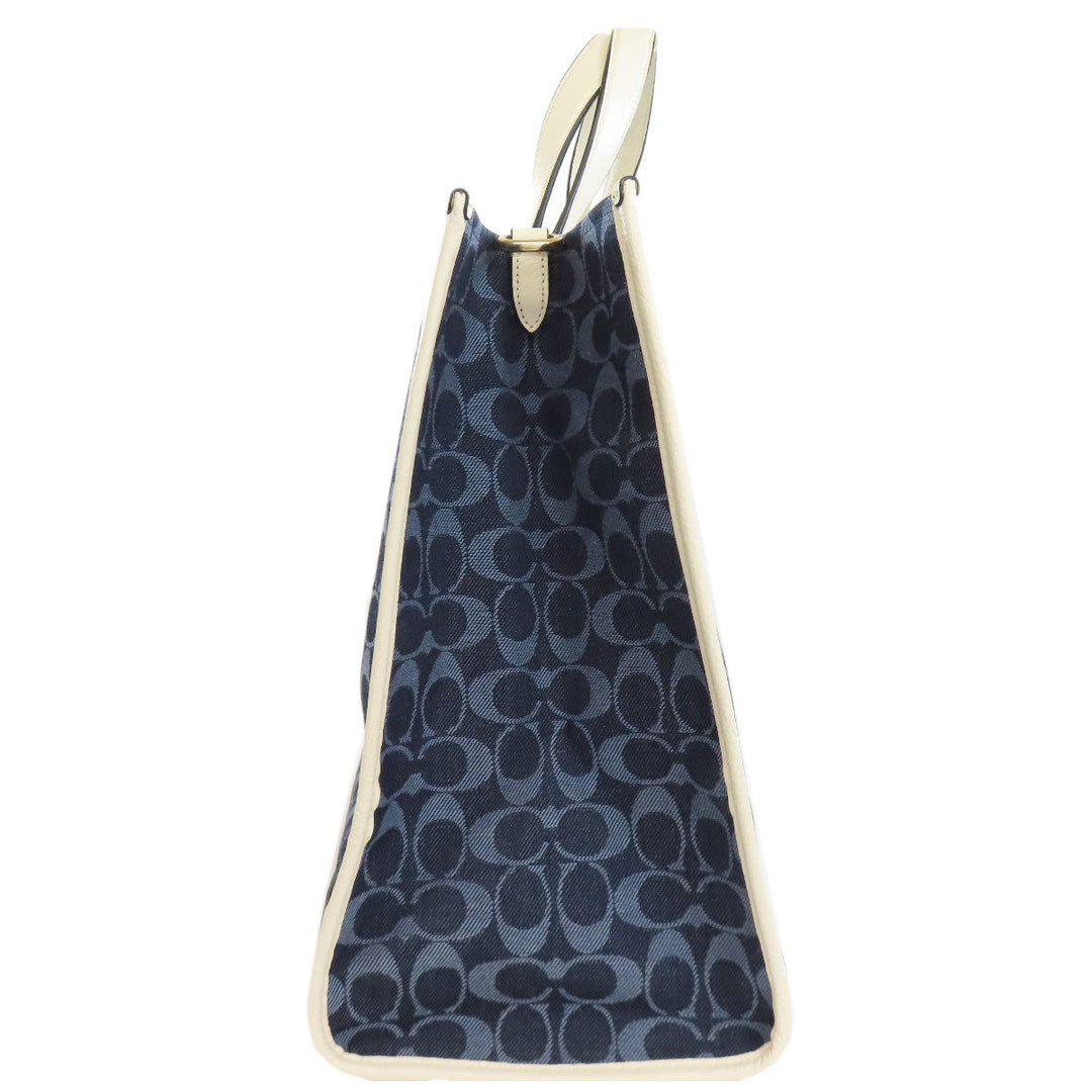 COACH Handbag C2827 canvas blue Dempsey Signature 2WAY Women Used Authentic
