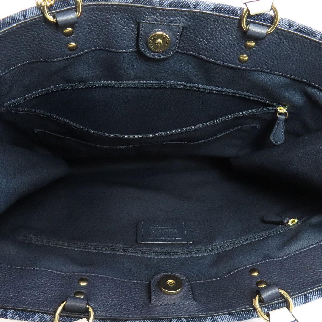 COACH Handbag C2827 canvas blue Dempsey Signature 2WAY Women Used Authentic