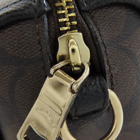 COACH Handbag F34084 PVC Brown Signature 2WAY Women Used Authentic