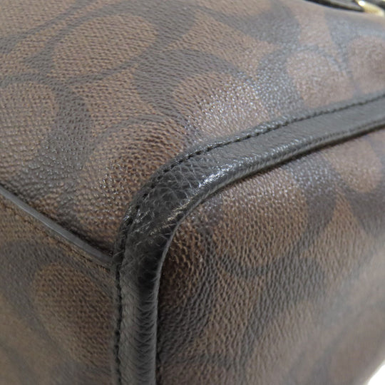 COACH Handbag F34084 PVC Brown Signature 2WAY Women Used Authentic