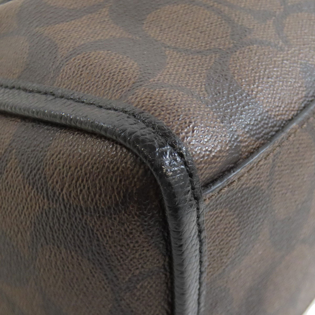 COACH Handbag F34084 PVC Brown Signature 2WAY Women Used Authentic