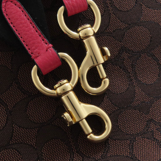 COACH Tote Bag C1548 Canvas, Leather Brown Dempsey 2WAY Women Used Authentic