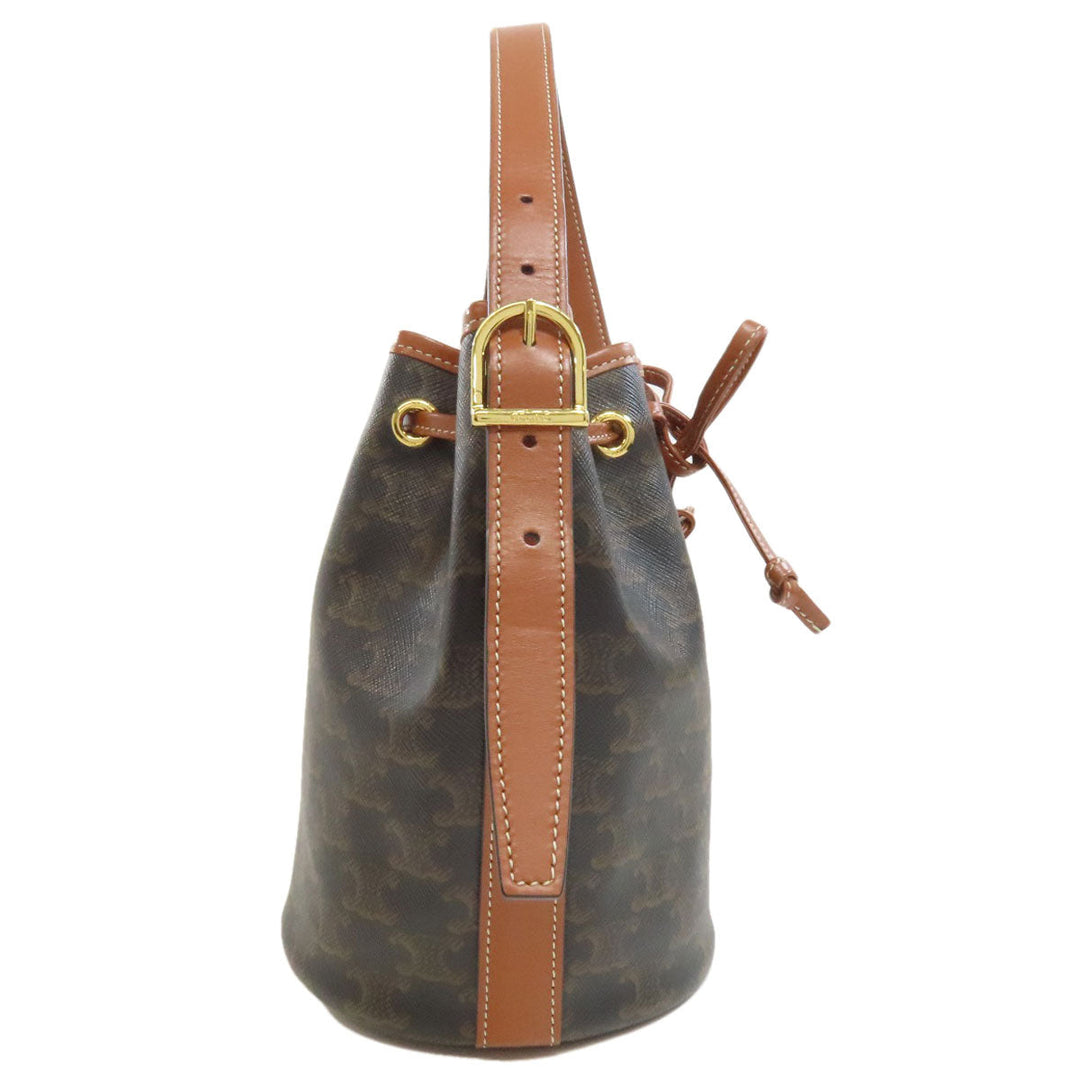 CELINE Shoulder Bag PVC Brown Long Shoulder Macadam Women Used Authentic