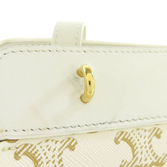 CELINE Shoulder Bag PVC white Triomphe Women Used Authentic