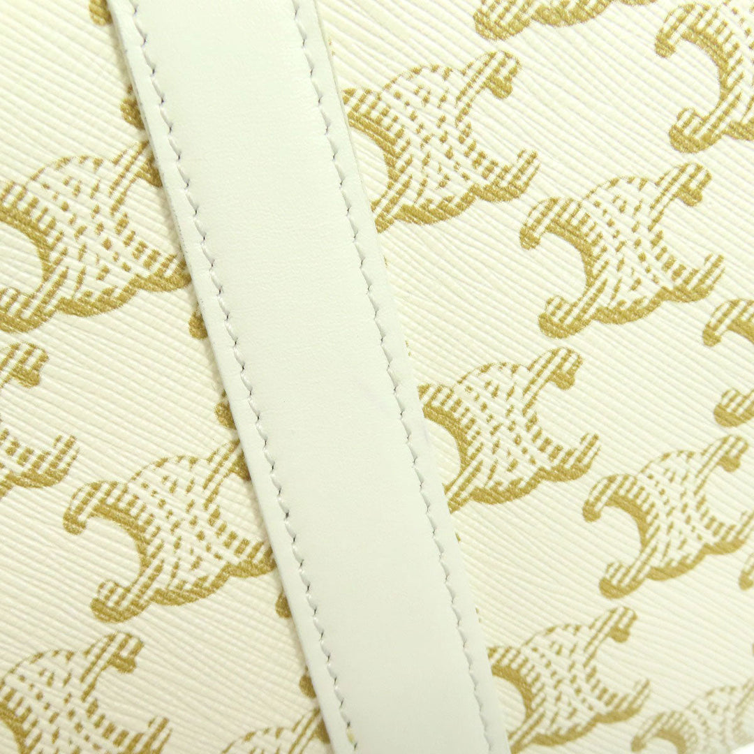 CELINE Shoulder Bag PVC white Triomphe Women Used Authentic