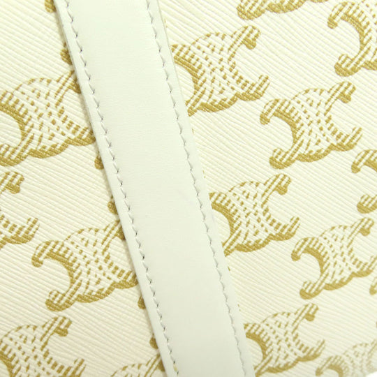 CELINE Shoulder Bag PVC white Triomphe Women Used Authentic