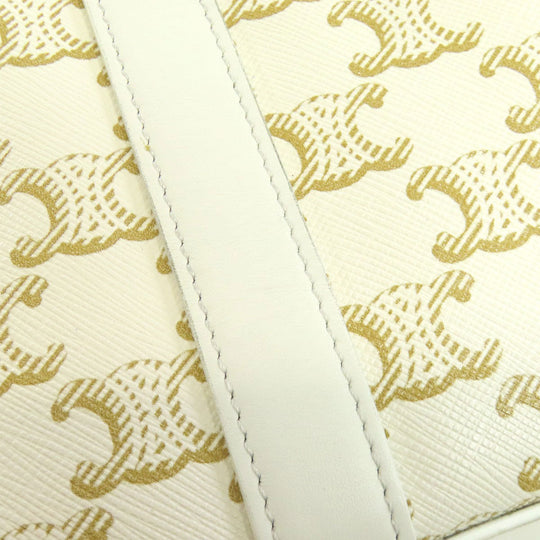 CELINE Shoulder Bag PVC white Triomphe Women Used Authentic