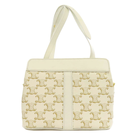 CELINE Shoulder Bag PVC white Triomphe Women Used Authentic