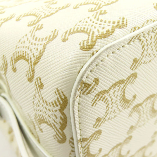 CELINE Shoulder Bag PVC white Triomphe Women Used Authentic