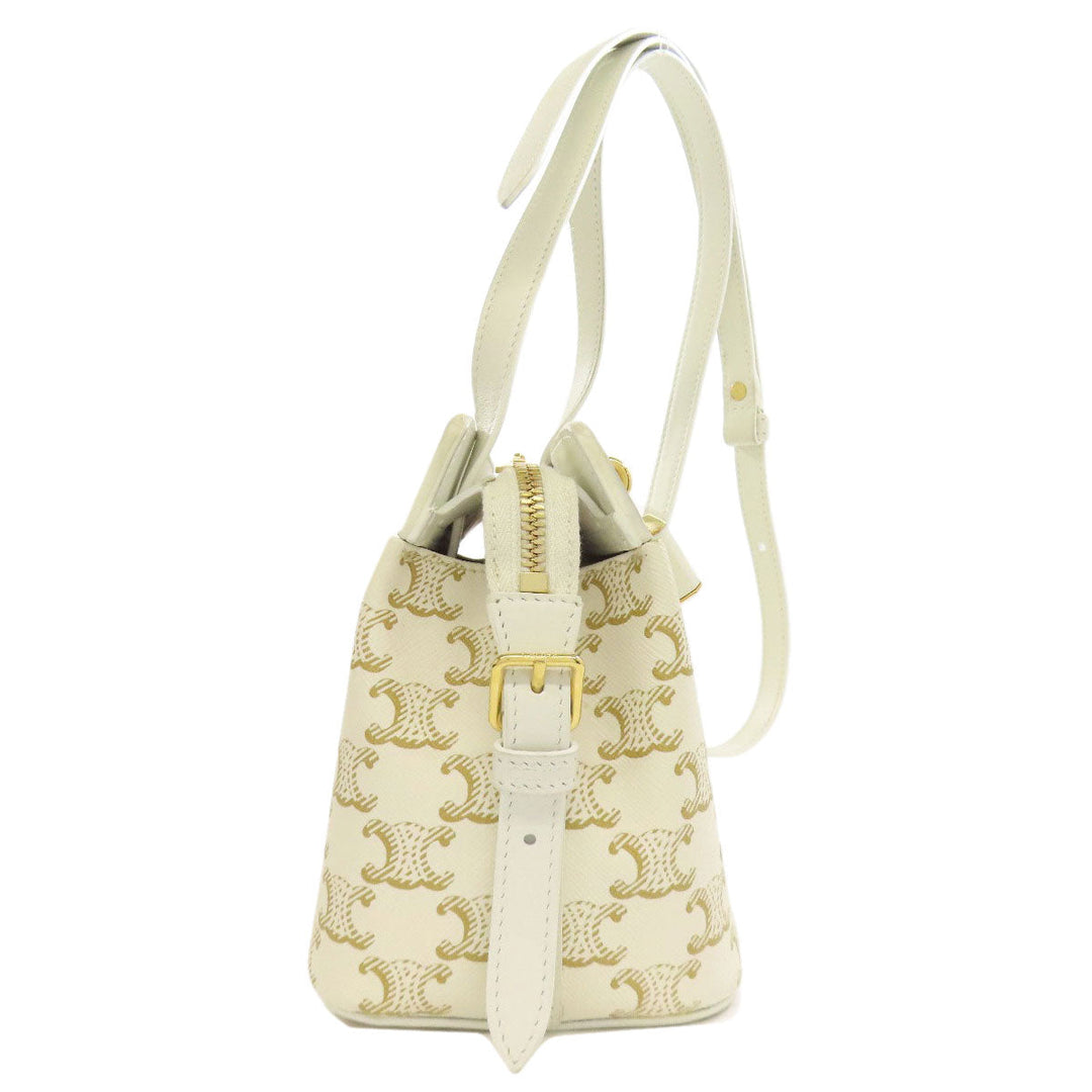 CELINE Shoulder Bag PVC white Triomphe Women Used Authentic
