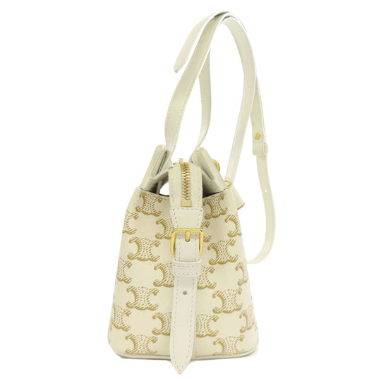 CELINE Shoulder Bag PVC white Triomphe Women Used Authentic