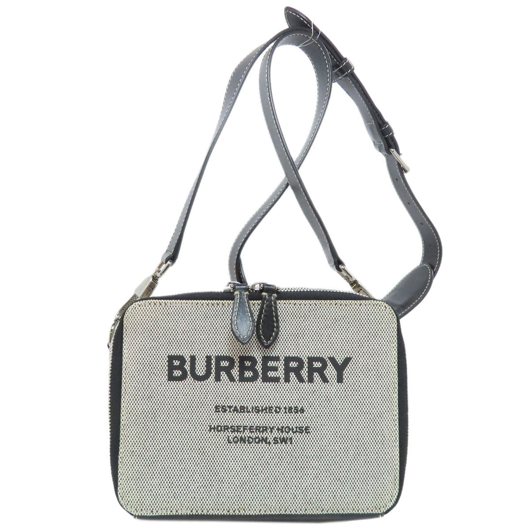 BURBERRY Shoulder Bag canvas gray logo Women Used Authentic