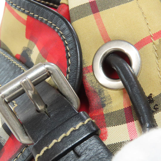 BURBERRY Backpack Nylon Brown Graffiti Women Used Authentic