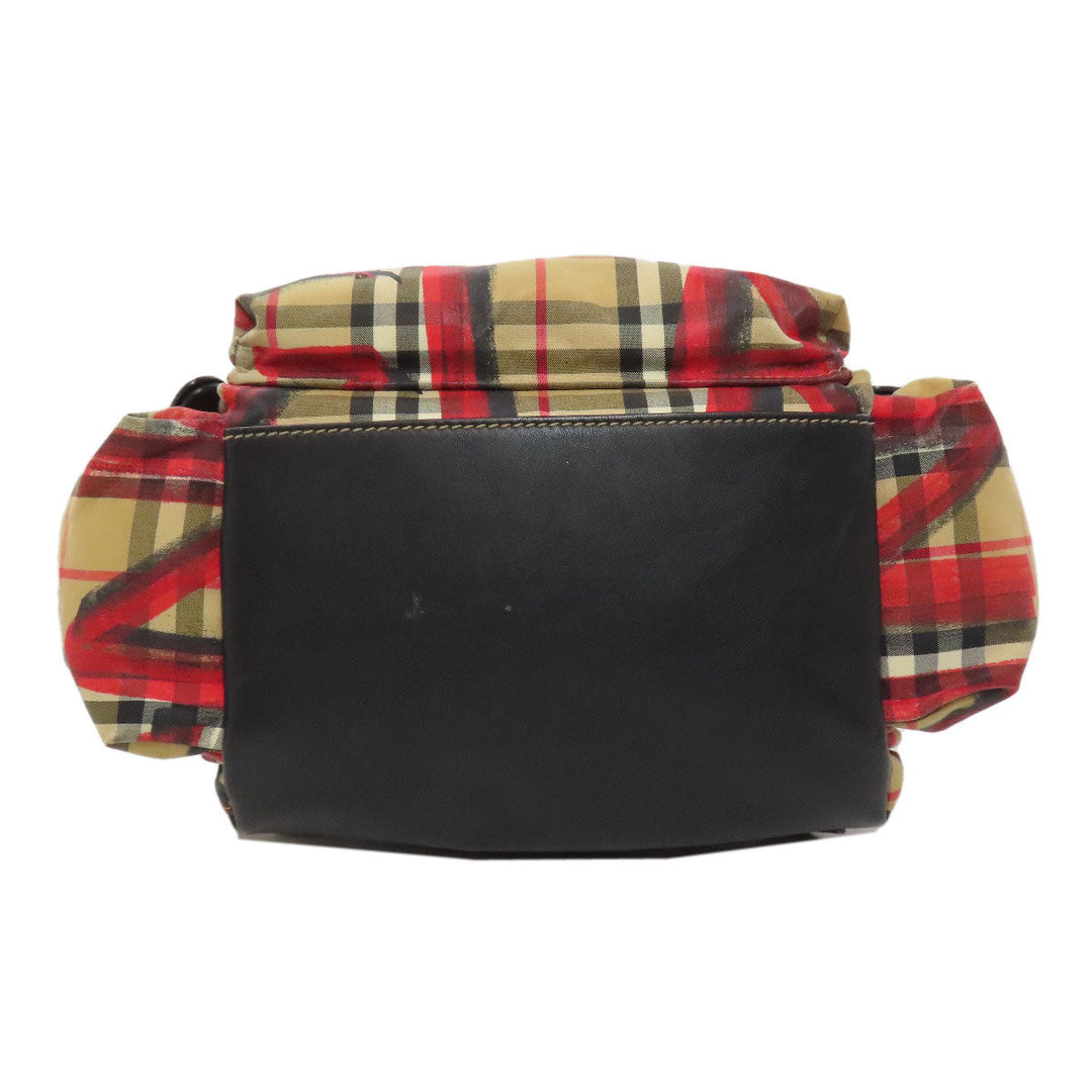 BURBERRY Backpack Nylon Brown Graffiti Women Used Authentic