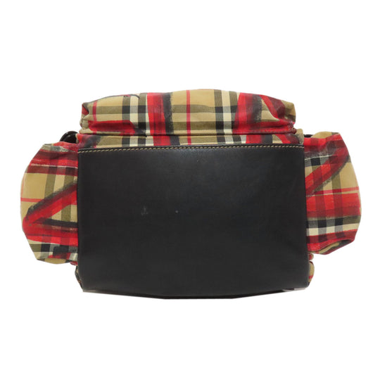 BURBERRY Backpack Nylon Brown Graffiti Women Used Authentic