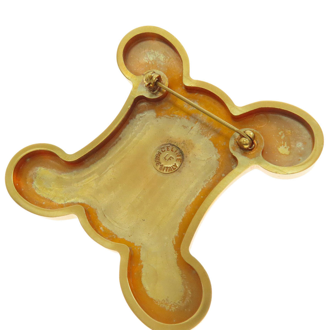 CELINE Brooch metallic gold Macadam Women Used Authentic