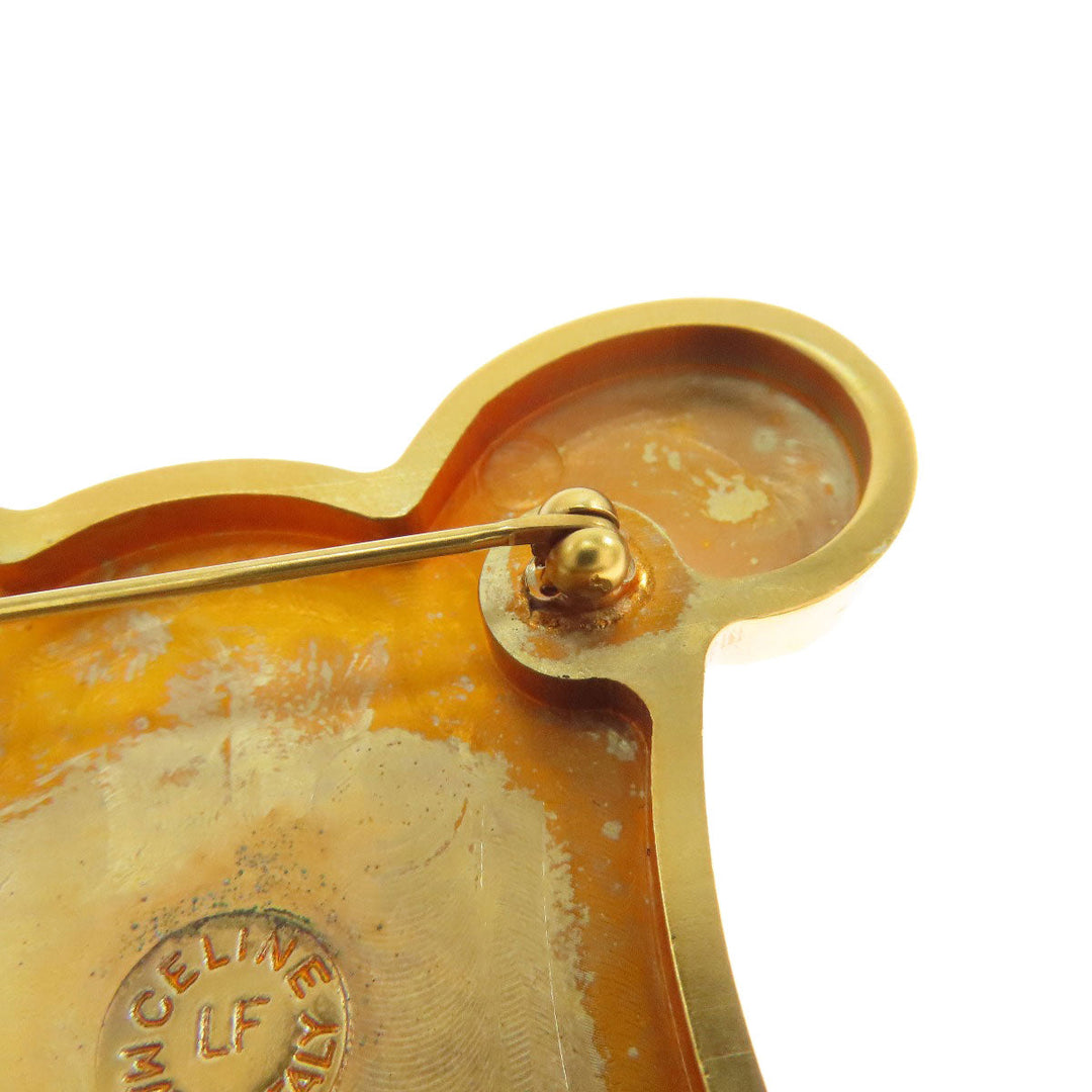 CELINE Brooch metallic gold Macadam Women Used Authentic