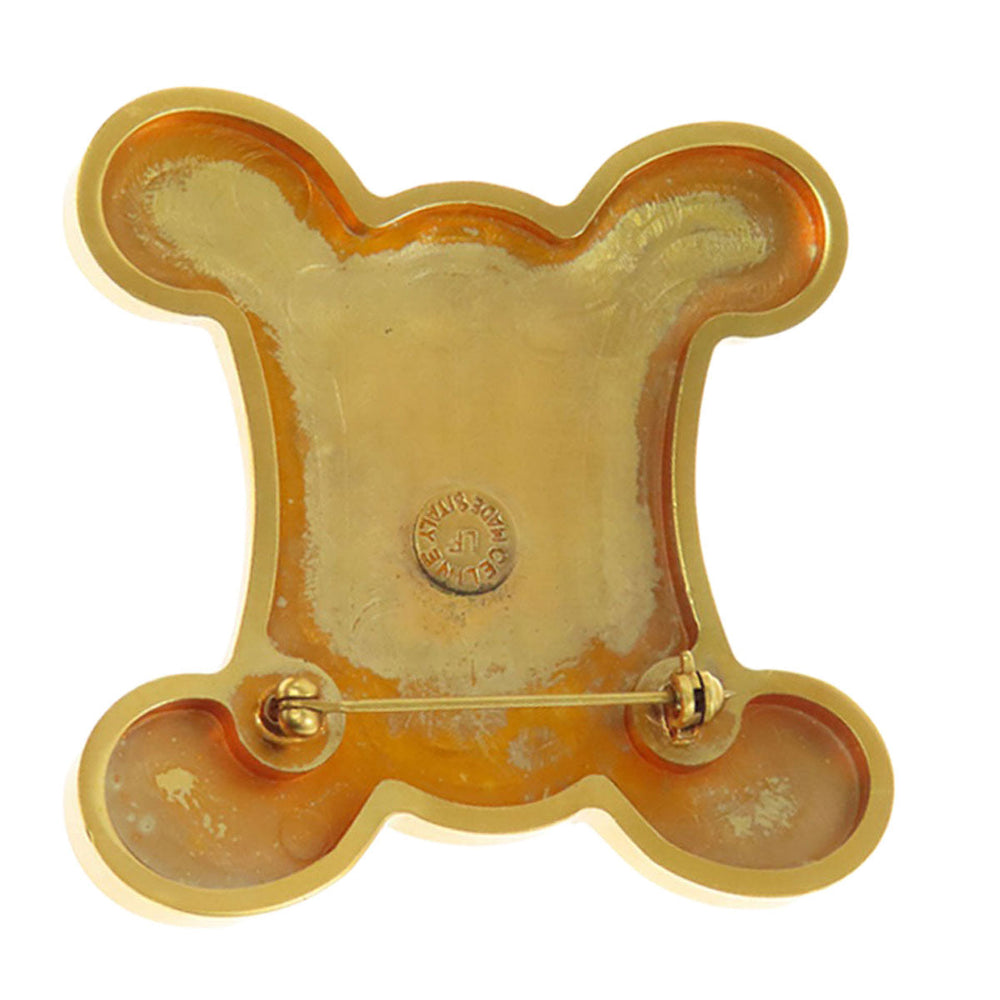 CELINE Brooch metallic gold Macadam Women Used Authentic