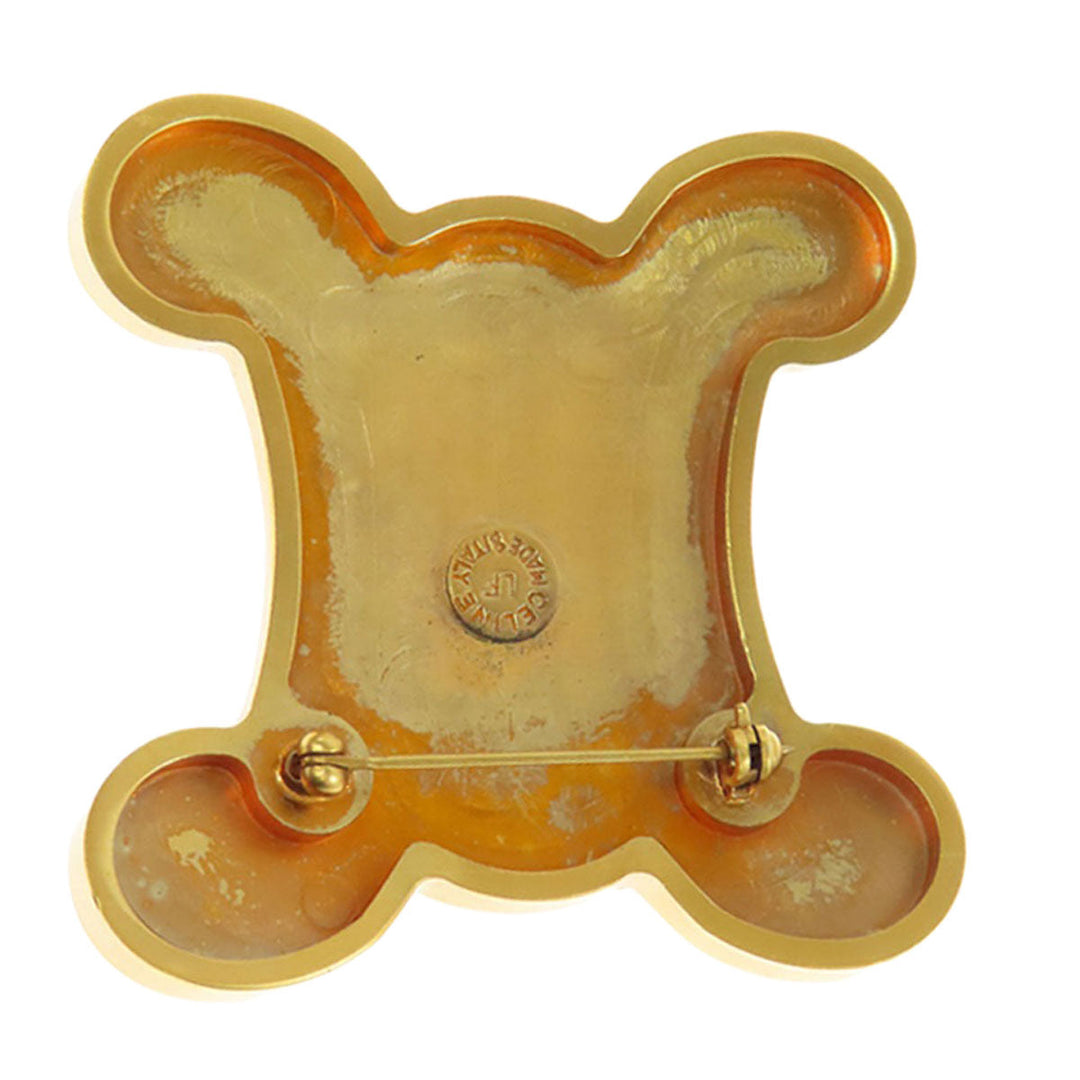 CELINE Brooch metallic gold Macadam Women Used Authentic