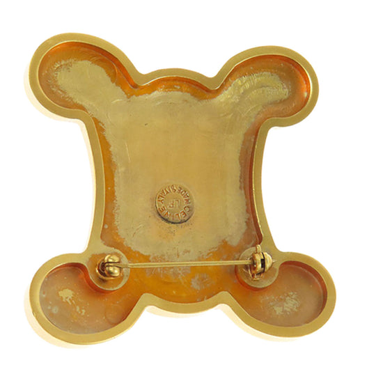 CELINE Brooch metallic gold Macadam Women Used Authentic