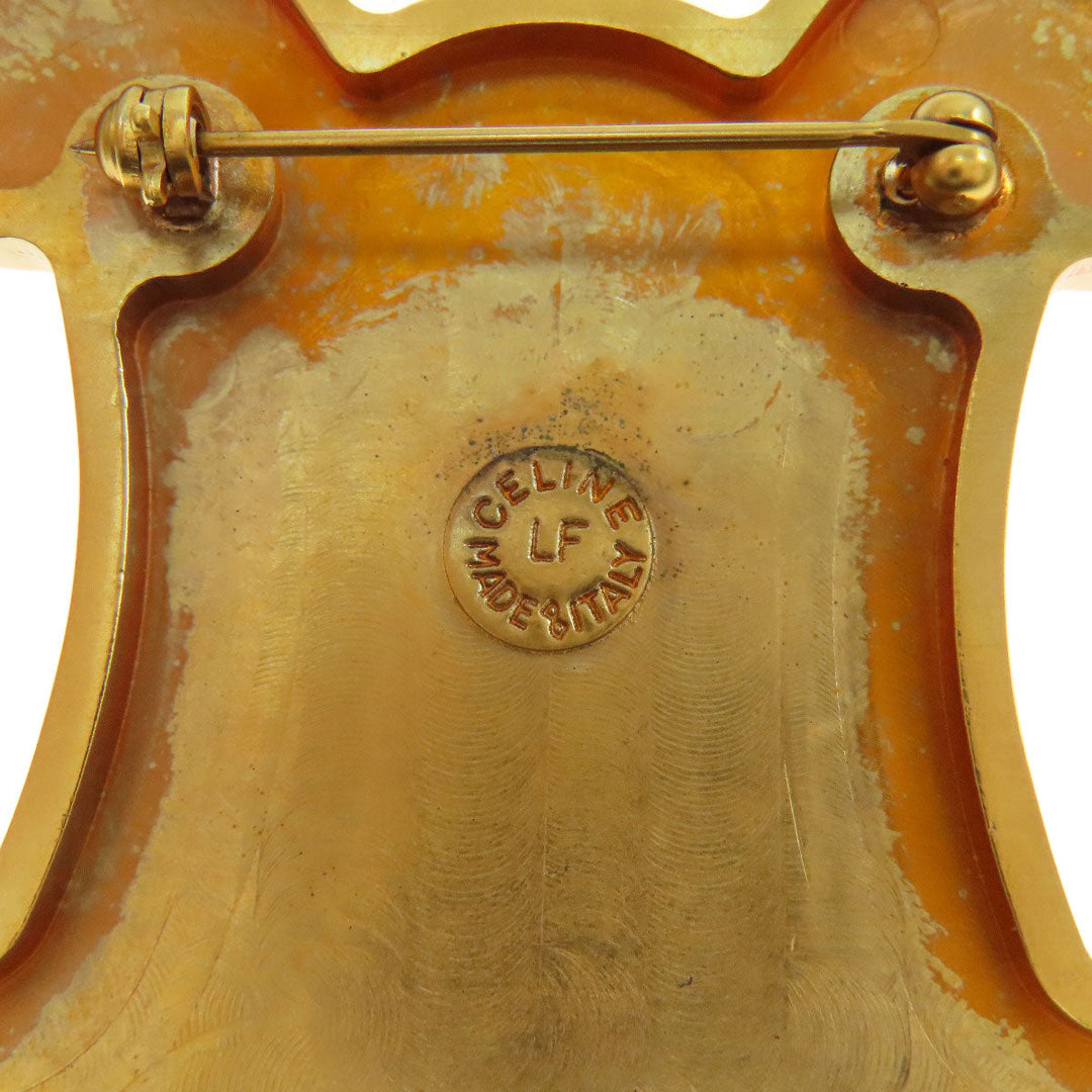 CELINE Brooch metallic gold Macadam Women Used Authentic