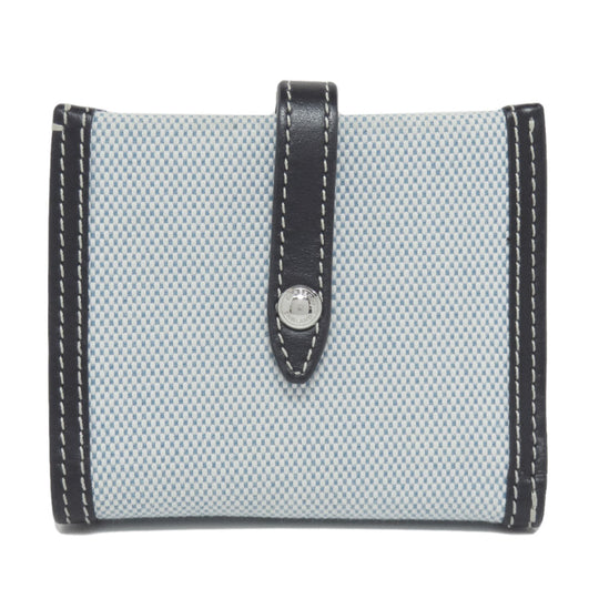 BURBERRY Bifold Wallet canvas blue logo Women Used Authentic