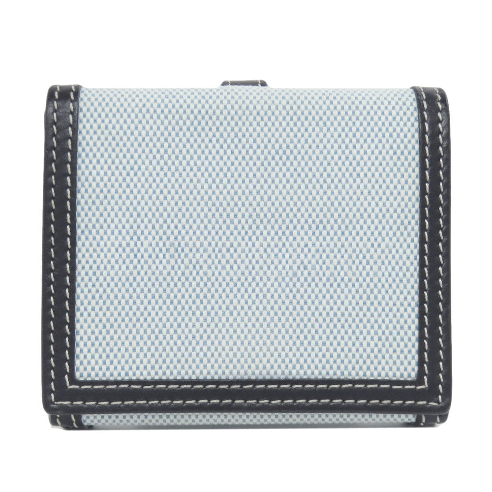 BURBERRY Bifold Wallet canvas blue logo Women Used Authentic