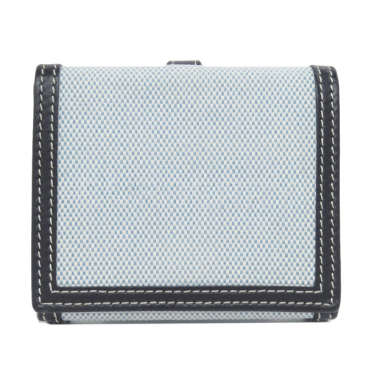 BURBERRY Bifold Wallet canvas blue logo Women Used Authentic