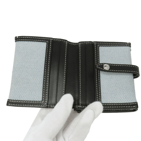 BURBERRY Bifold Wallet canvas blue logo Women Used Authentic