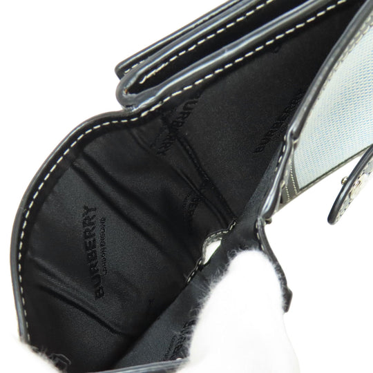 BURBERRY Bifold Wallet canvas blue logo Women Used Authentic